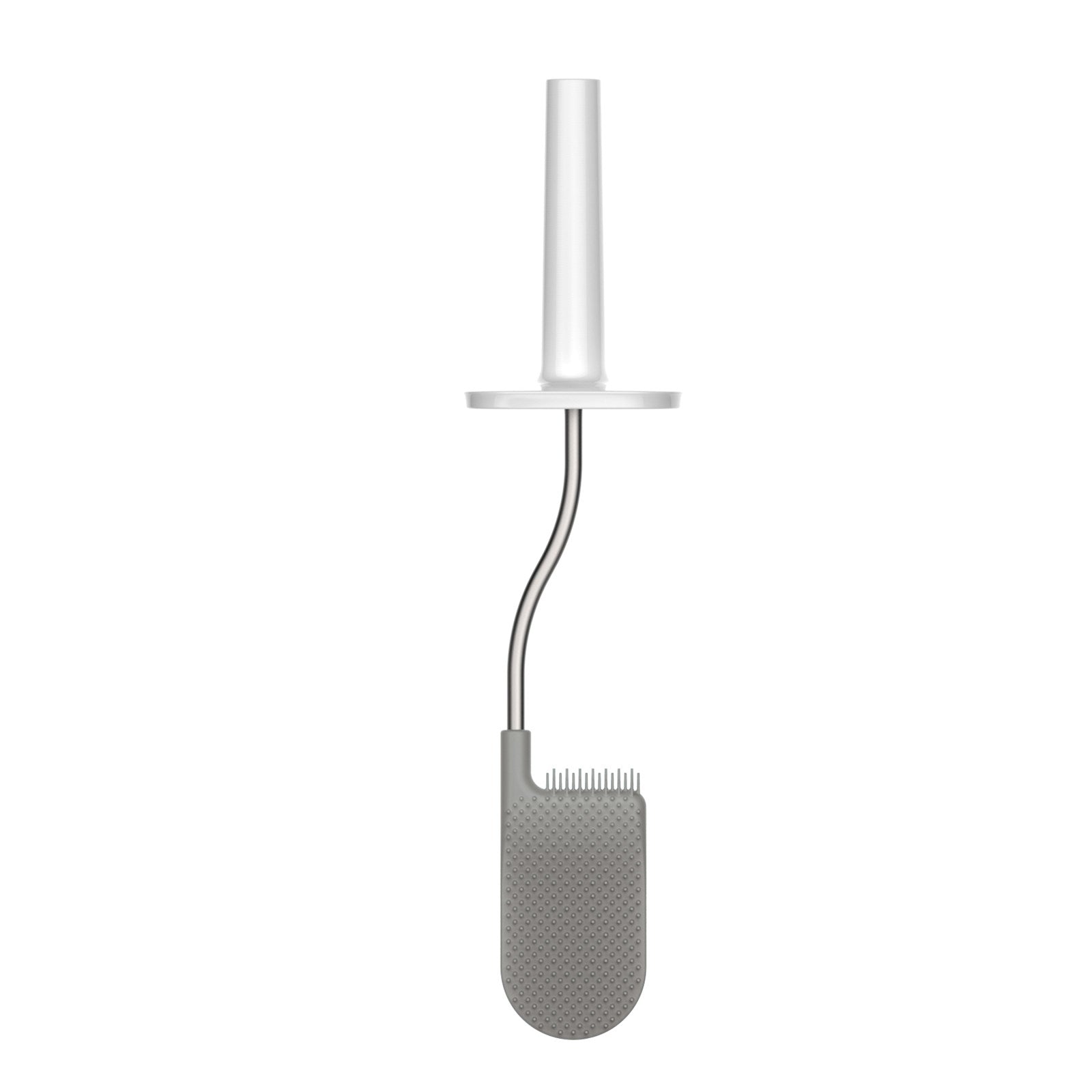 Elegante Flex Plus Toilettenbürste von Joseph Joseph in Weiß und Grau. Mit integriertem Fach für Reinigungsmittel, langlebig und stilvoll.