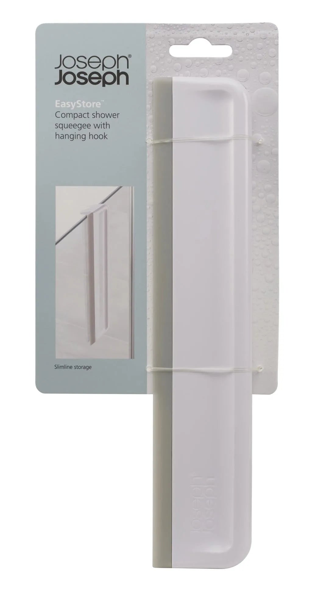 Kompakter EasyStore Duschwischer mit Halterung von Joseph Joseph.