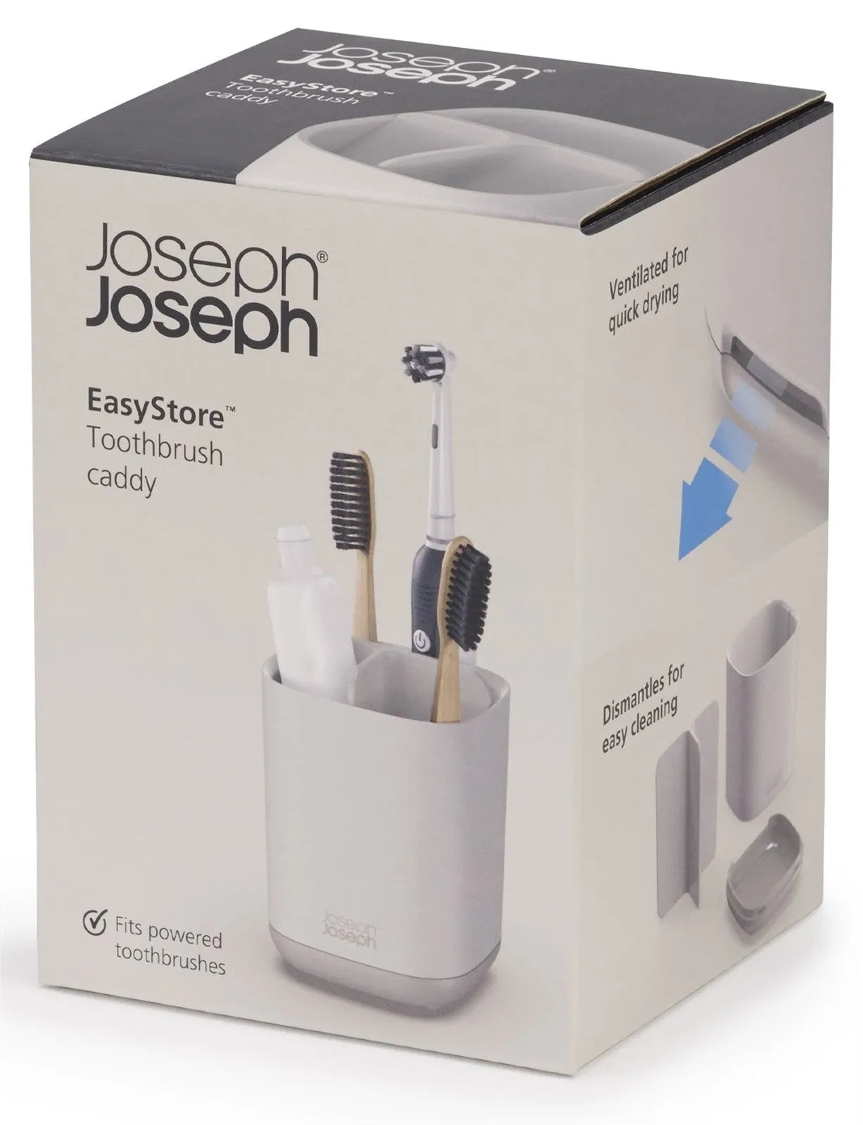 Stilvoller EasyStore Zahnbürstenhalter ecru von Joseph Joseph.