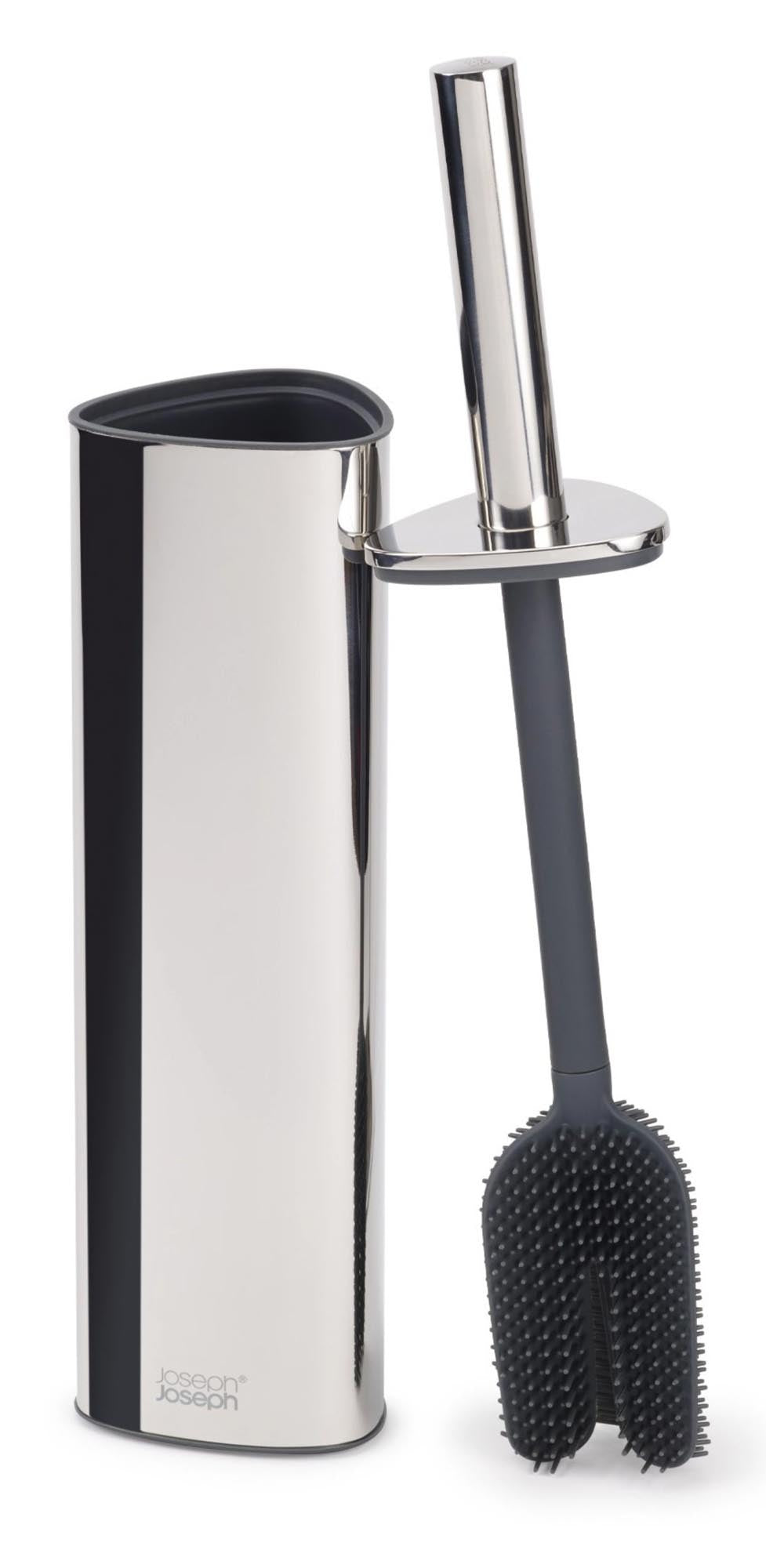 Stilvolle WC-Bürste aus Edelstahl für hygienische Sauberkeit.