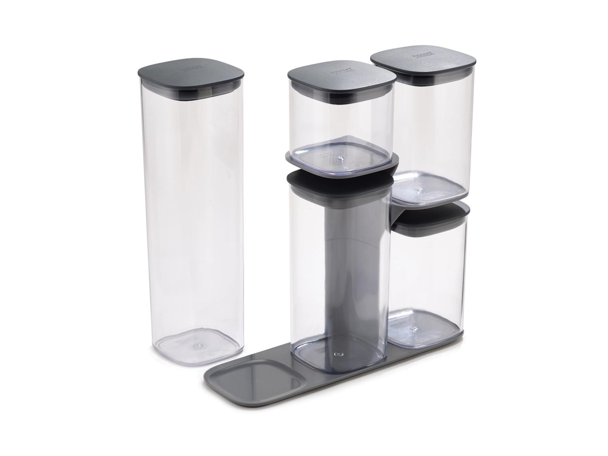 Elegantes 5-teiliges Vorratsglas-Set in Grau von Joseph Joseph.