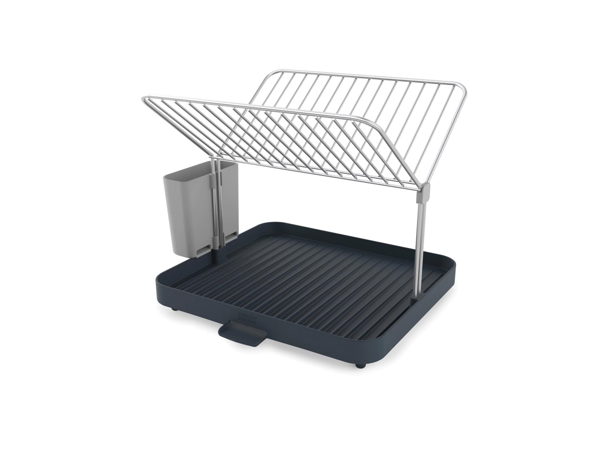 Platzsparender Y-Rack Geschirrabtropfständer in Grau von Joseph Joseph, mit Gitter für optimales Trocknen und modernes Design.