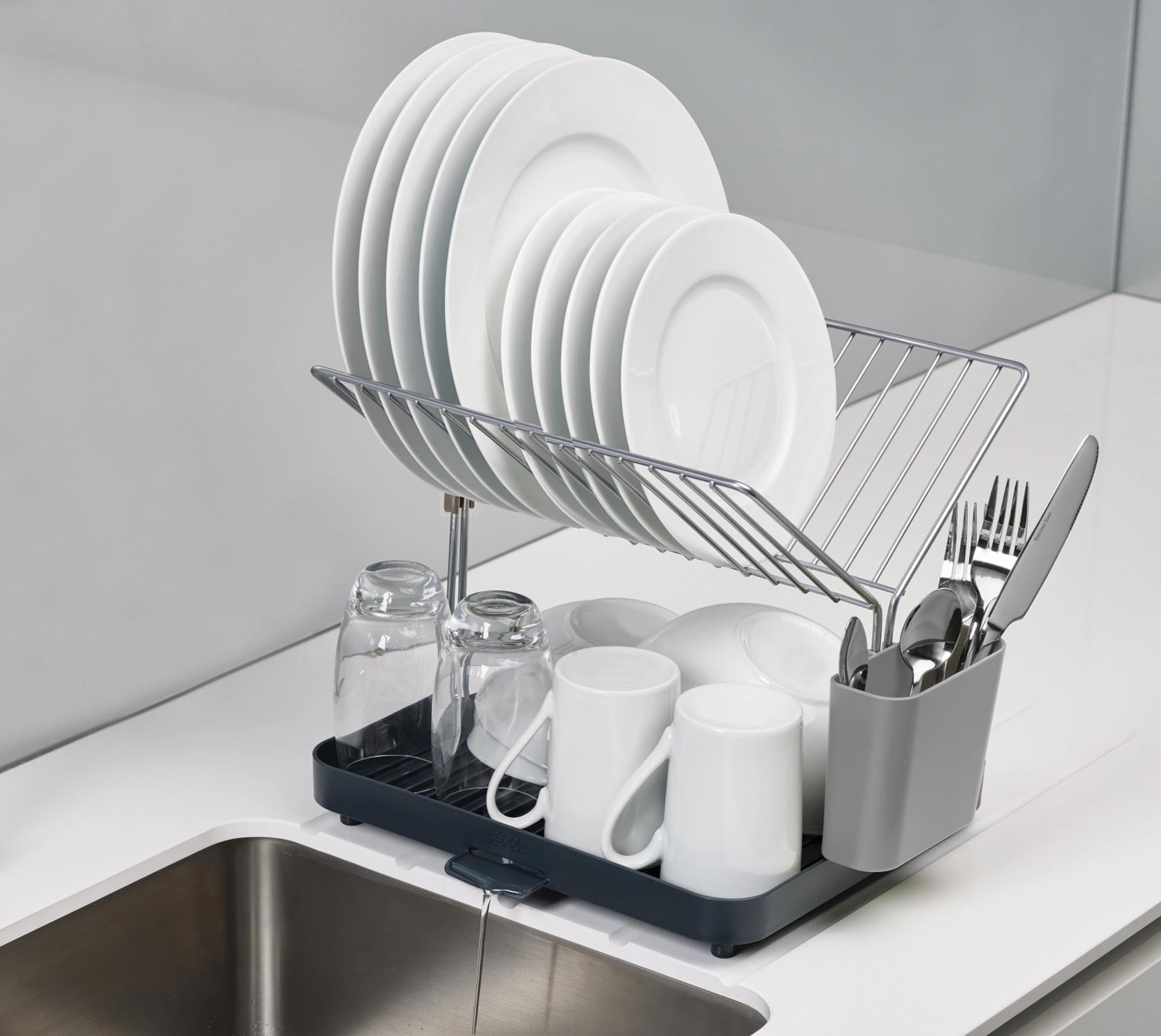 Praktischer Y-Rack Geschirrabtropfständer in Grau von Joseph Joseph, mit Gitter für platzsparendes Trocknen und optimale Organisation.