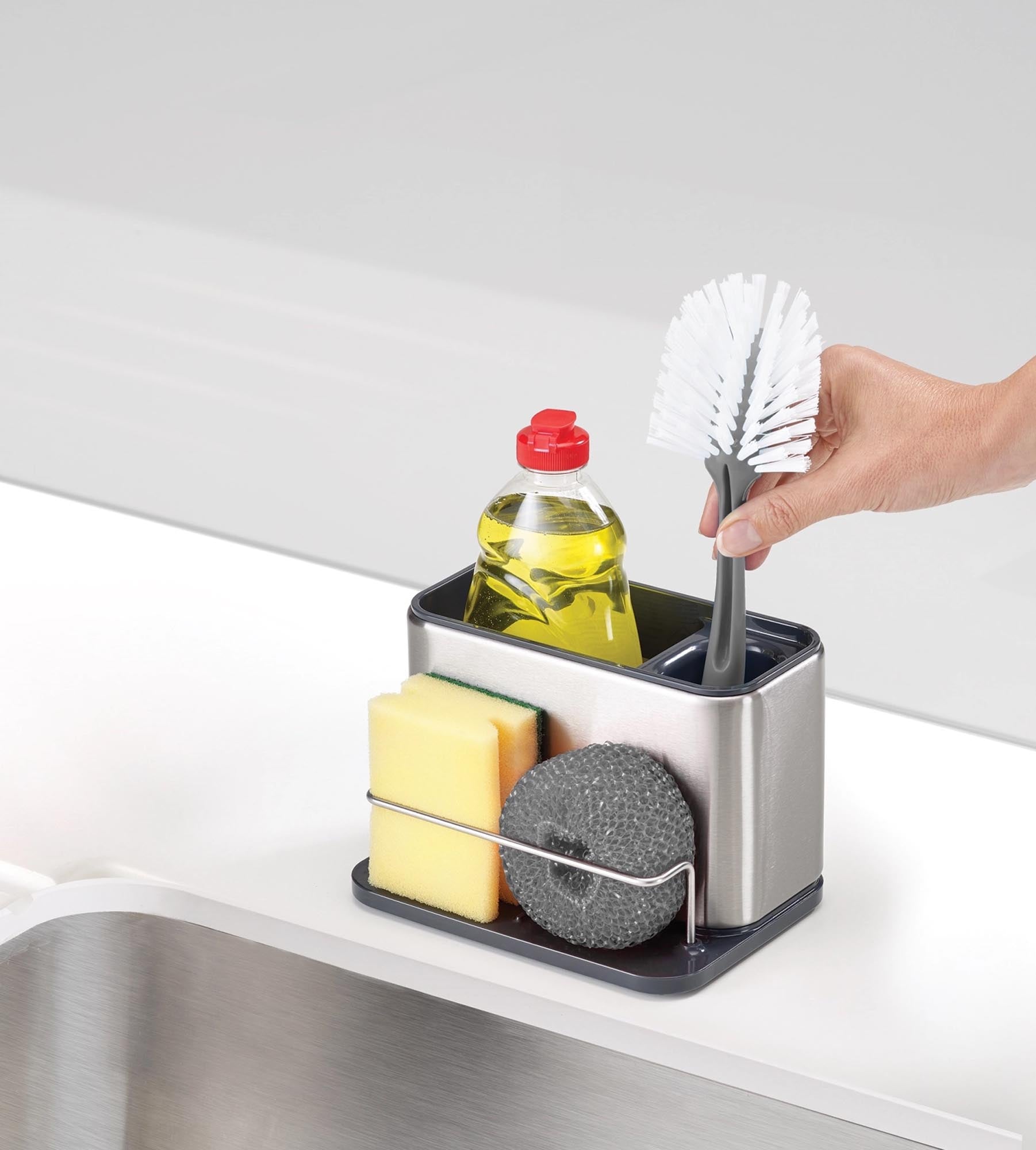 Stylischer und funktionaler Bad-Organizer von Joseph Joseph, 18x12,5x12,8 cm, ideal für Seifen und Schwämme, rostbeständig und hygienisch.