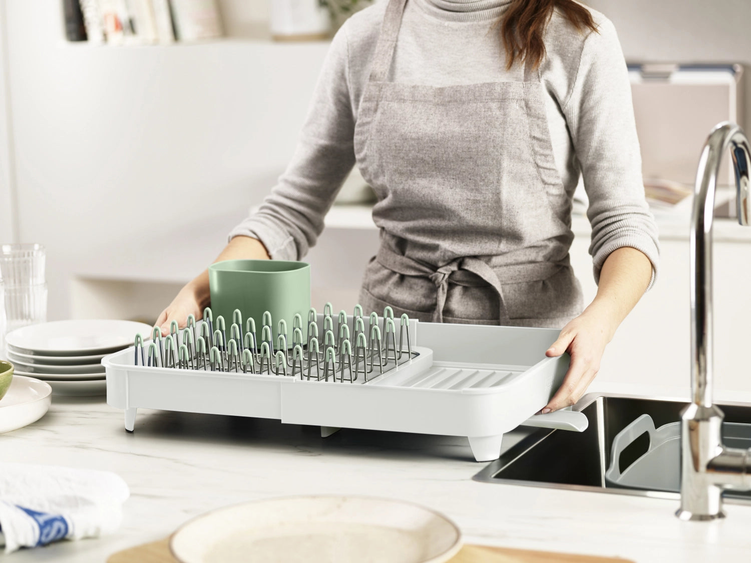 Ausziehbares Abtropfgestell - Light Stone Sage