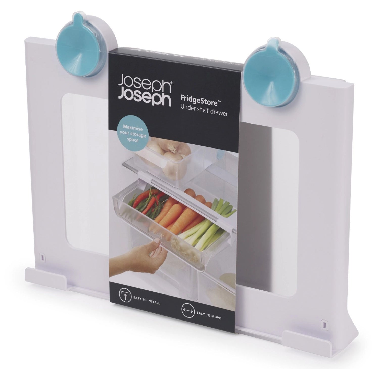 Praktische FridgeStore Tablar Schublade von Joseph Joseph, perfekt für die organisierte Aufbewahrung von Lebensmitteln im Kühlschrank.