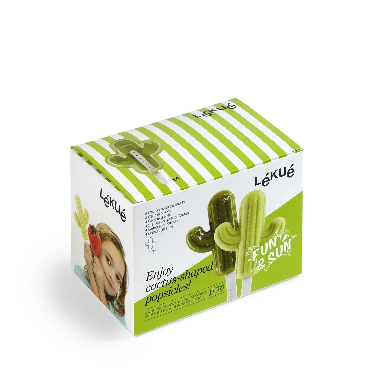 Lékué Kaktus Eisformen: 4er Set für kreative, grüne Eisgenüsse.