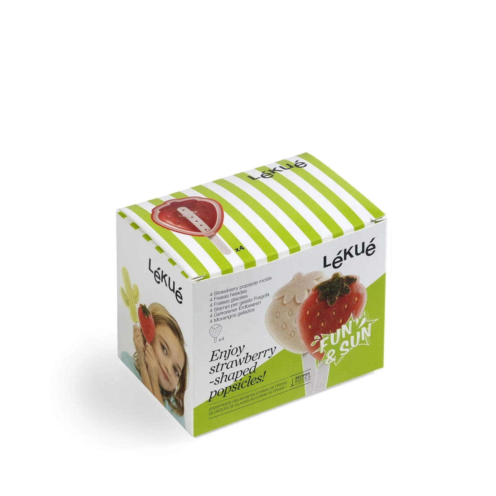 Lékué 4er Set: Erdbeerrote Eisformen für köstliche Sommerfreuden.