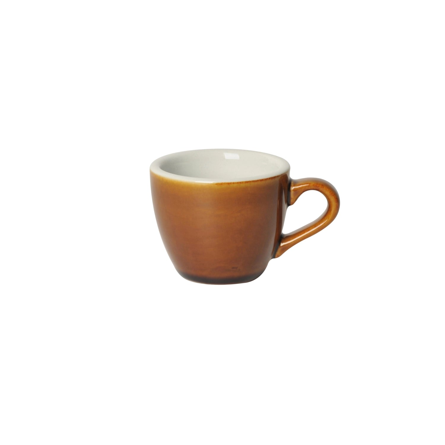 Keramiktasse in Eiform mit glänzendem Finish, ideal für Espresso.