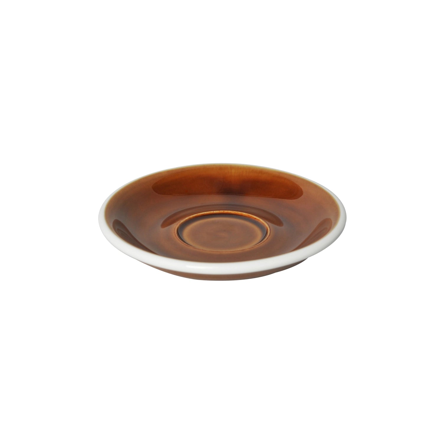 Weiße Egg Espresso Untertasse aus Porzellan mit schlichter, eleganter Form und glatter Oberfläche.