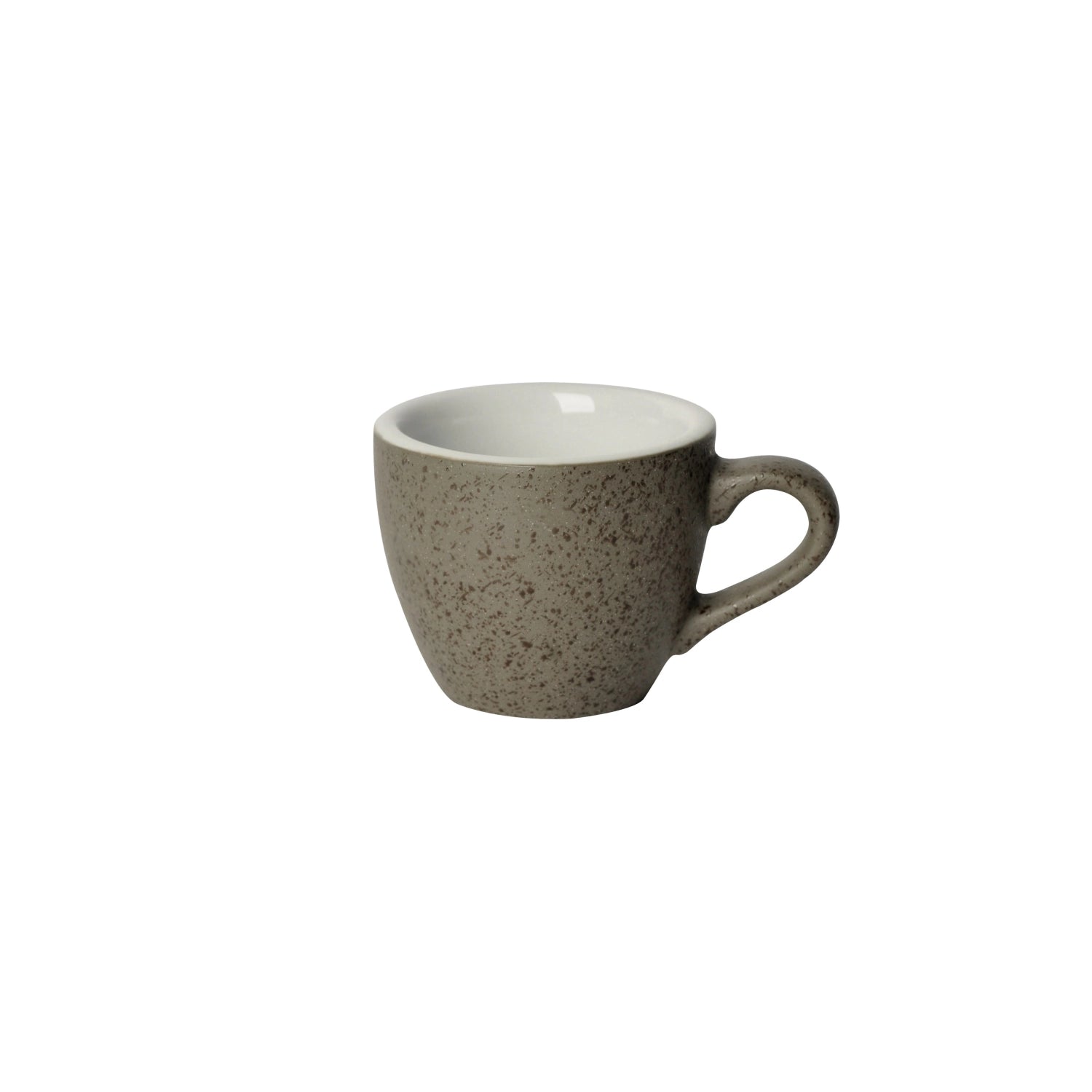 Keramiktasse in Eiform mit Henkel, cremefarben, minimalistisch gestaltet.