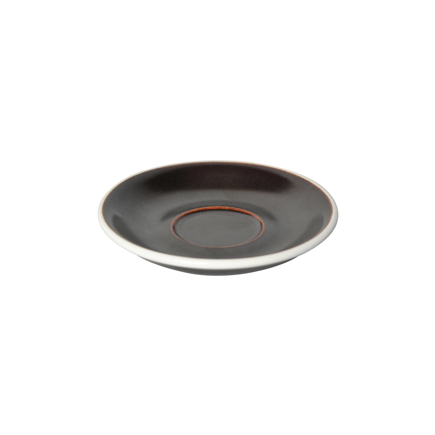 Weiße Egg Espresso Untertasse aus Porzellan mit schlichter, eleganter Form und glatter Oberfläche.