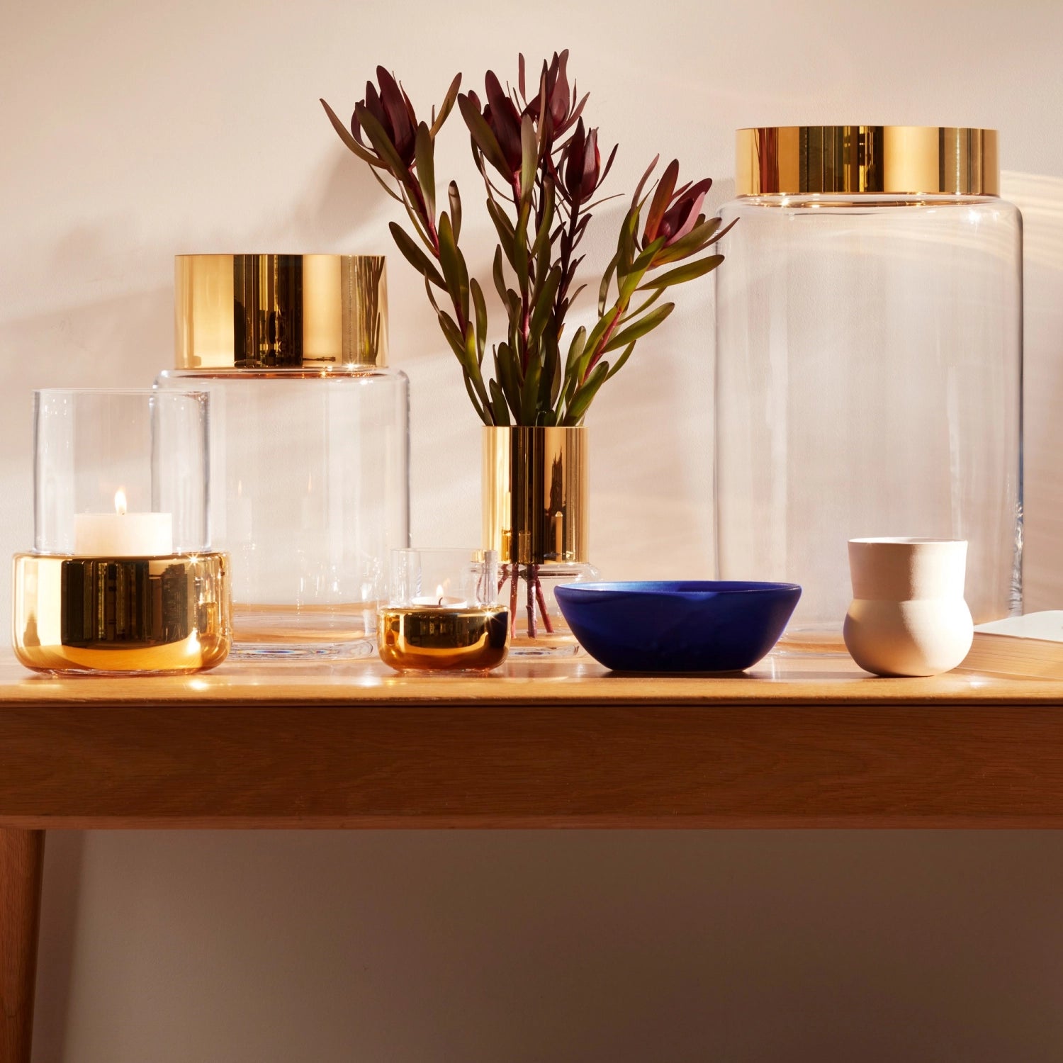 Aurum Vase H40cm Clear  Gold - KAQTU Design