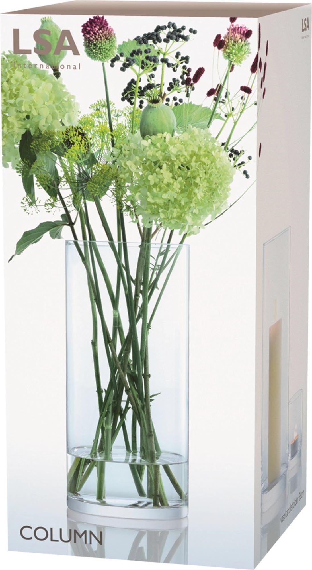 Stilvoller LSA Column Kerzenhalter, 36cm hoch, Ø17cm, aus klarem Glas.