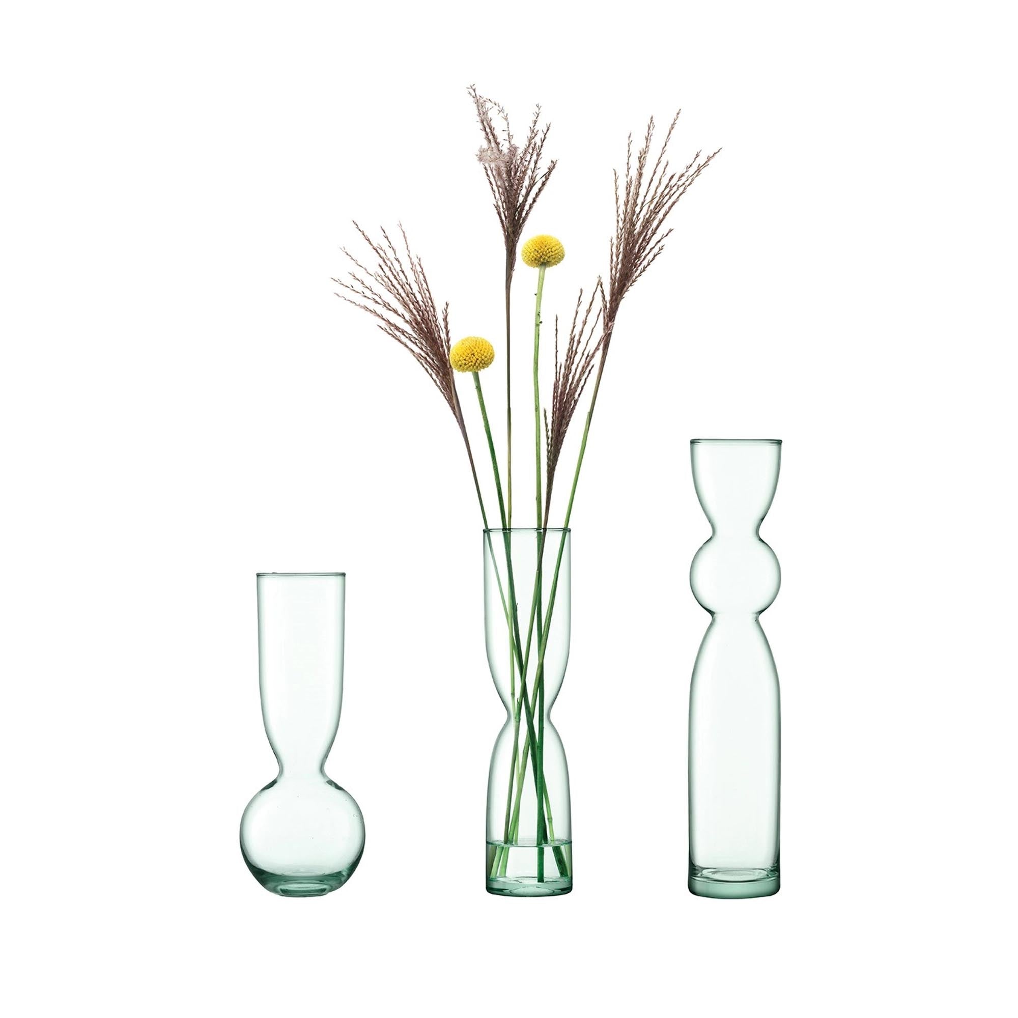 Elegantes LSA Vasen-Set: 3 recycelte Glasvasen in abgestuften Höhen.