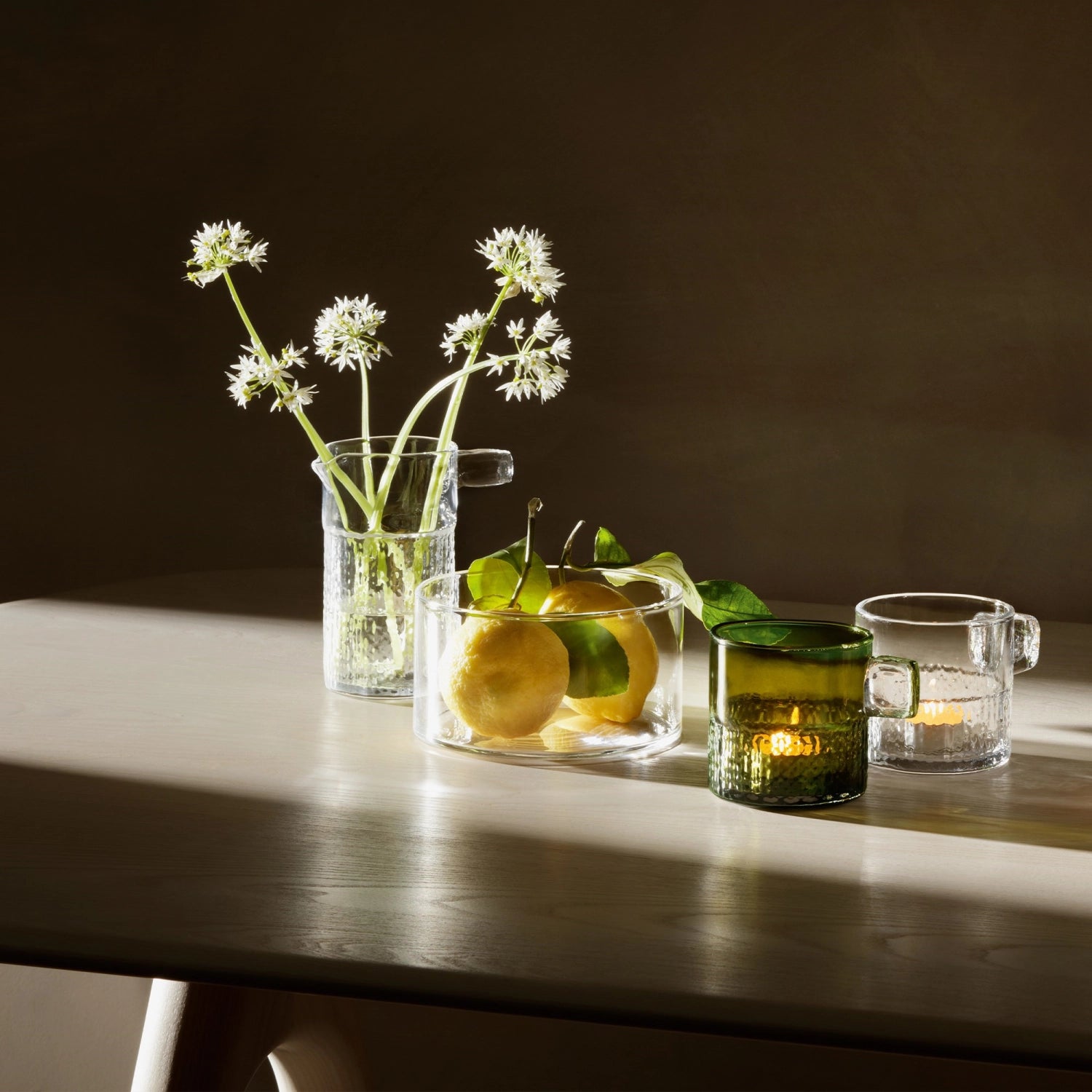 Handle Teelichthalter H9cm - olive - KAQTU Design