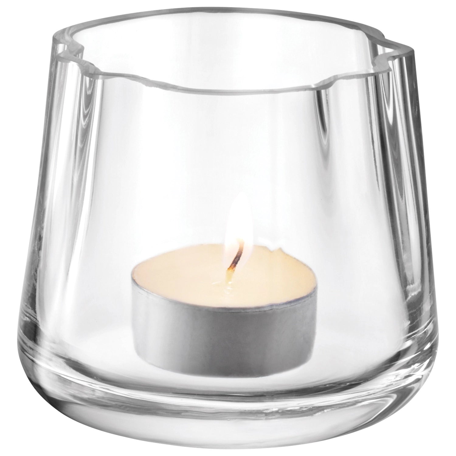 Eleganter Lagoon Teelichthalter/Vase von LSA, 8 cm hoch, aus klarem Glas, ideal für Kerzen oder Blumenarrangements.