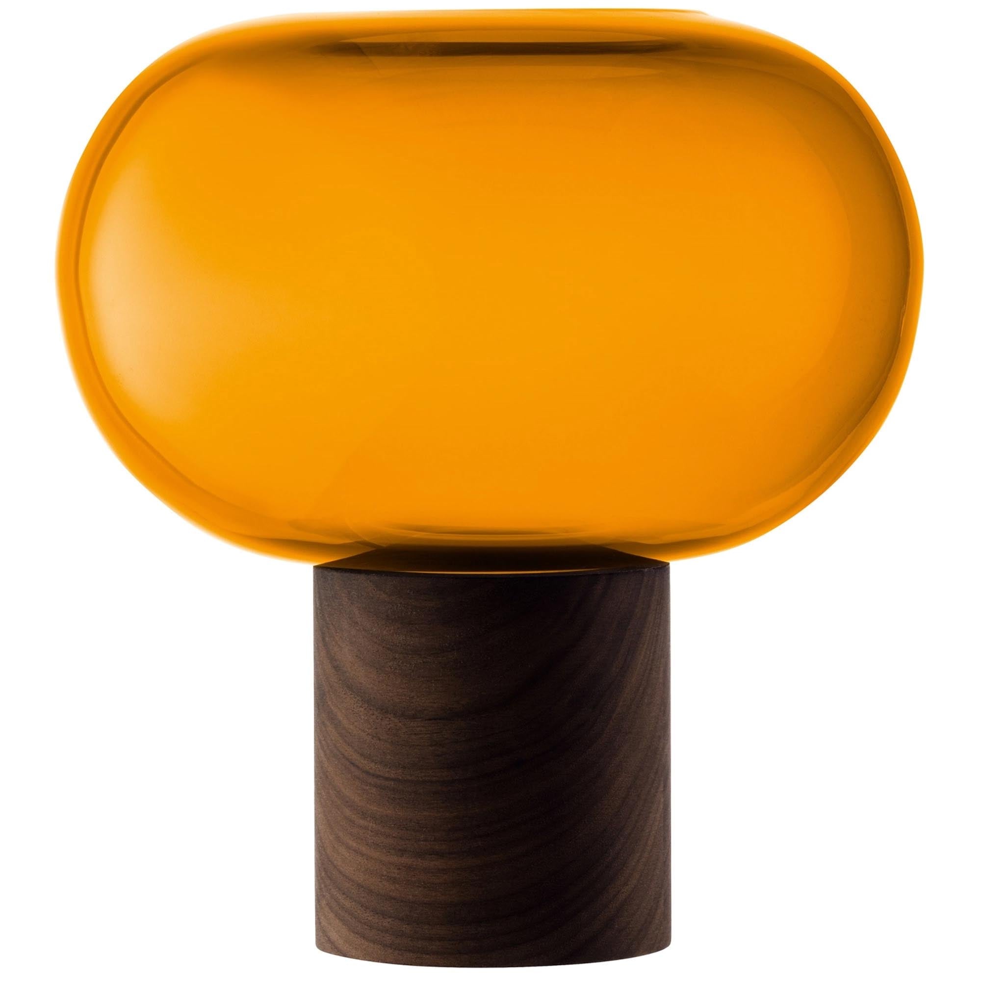 VASE OBLATE Ø19,5 cm, H21,5 cm - noce ambra