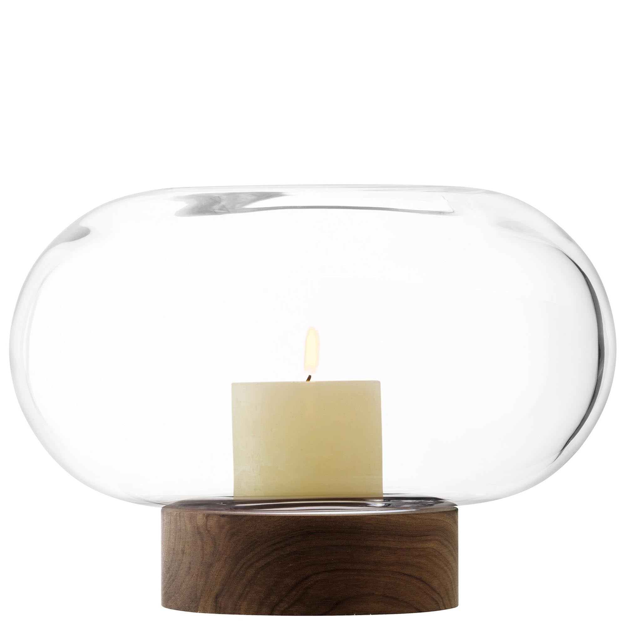 Vaso oblato Lantern Ø28cm, H19.5cm - noce trasparente