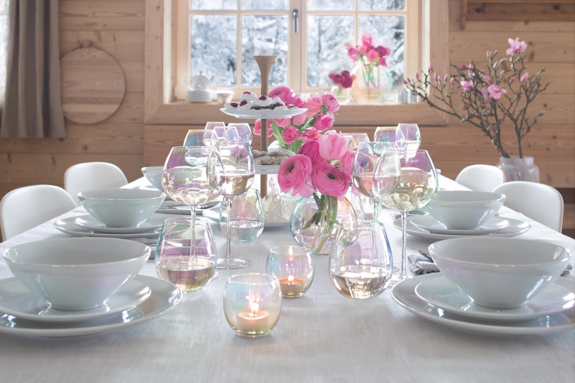 Stilvolles 2er Set LSA Becher 425ml, perlmuttfarben schimmernd.