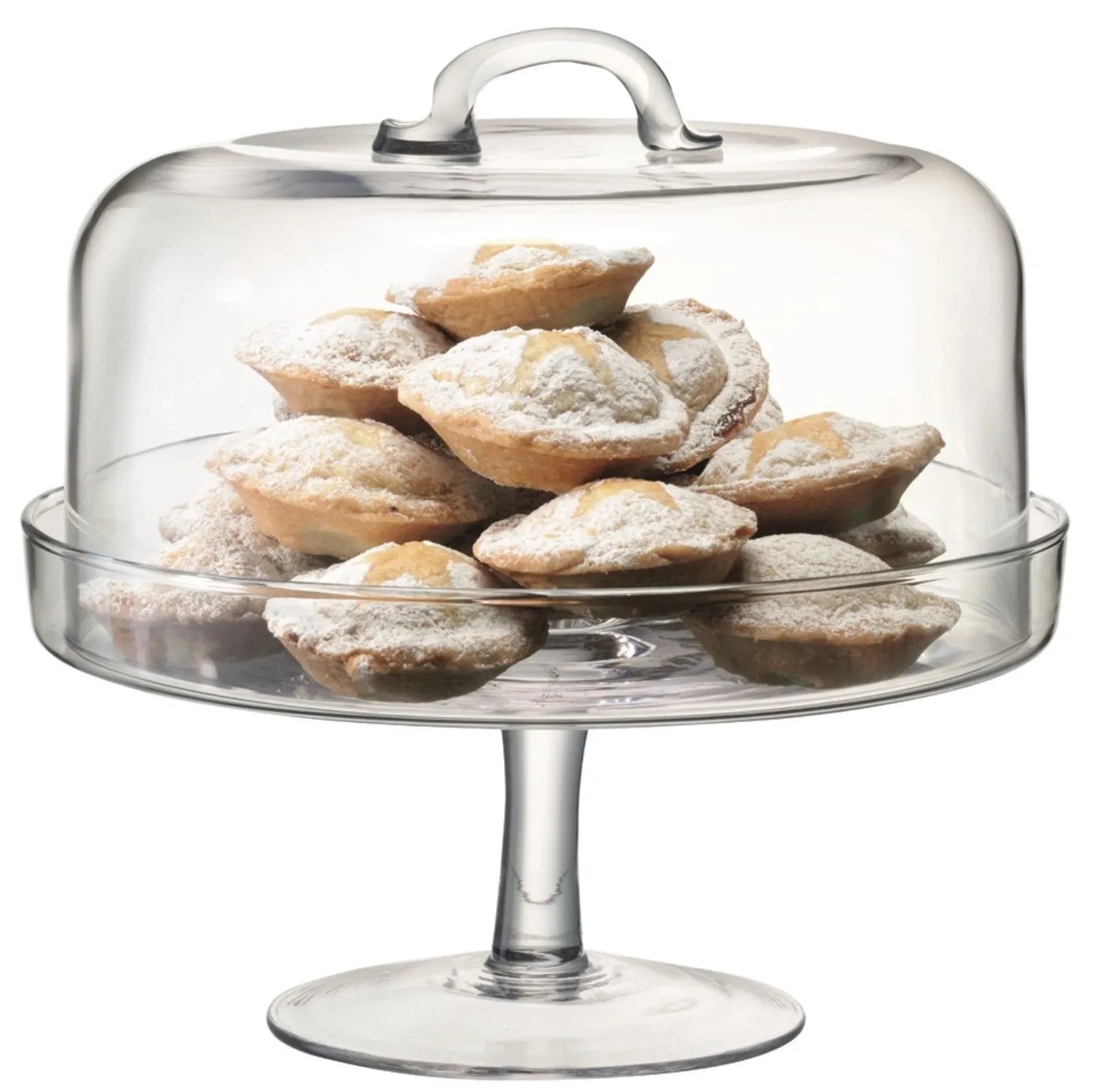 Stilvolle LSA Kuchenplatte mit klarer Haube für edle Präsentationen.
