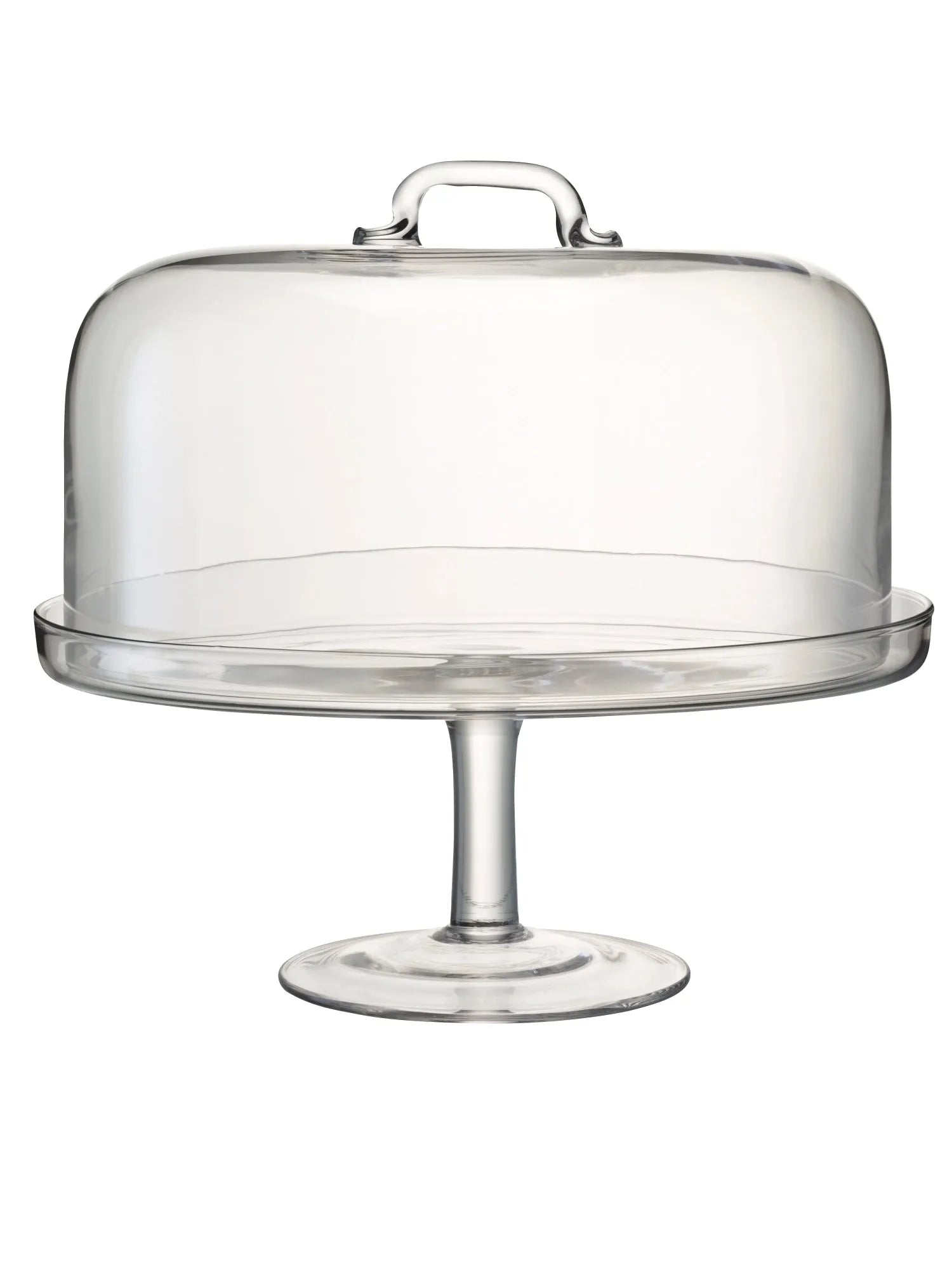 Elegante LSA Kuchenplatte aus klarem Glas, Ø34,5cm, schützt und präsentiert Torten stilvoll. Ideal für Anlässe und Backliebhaber.