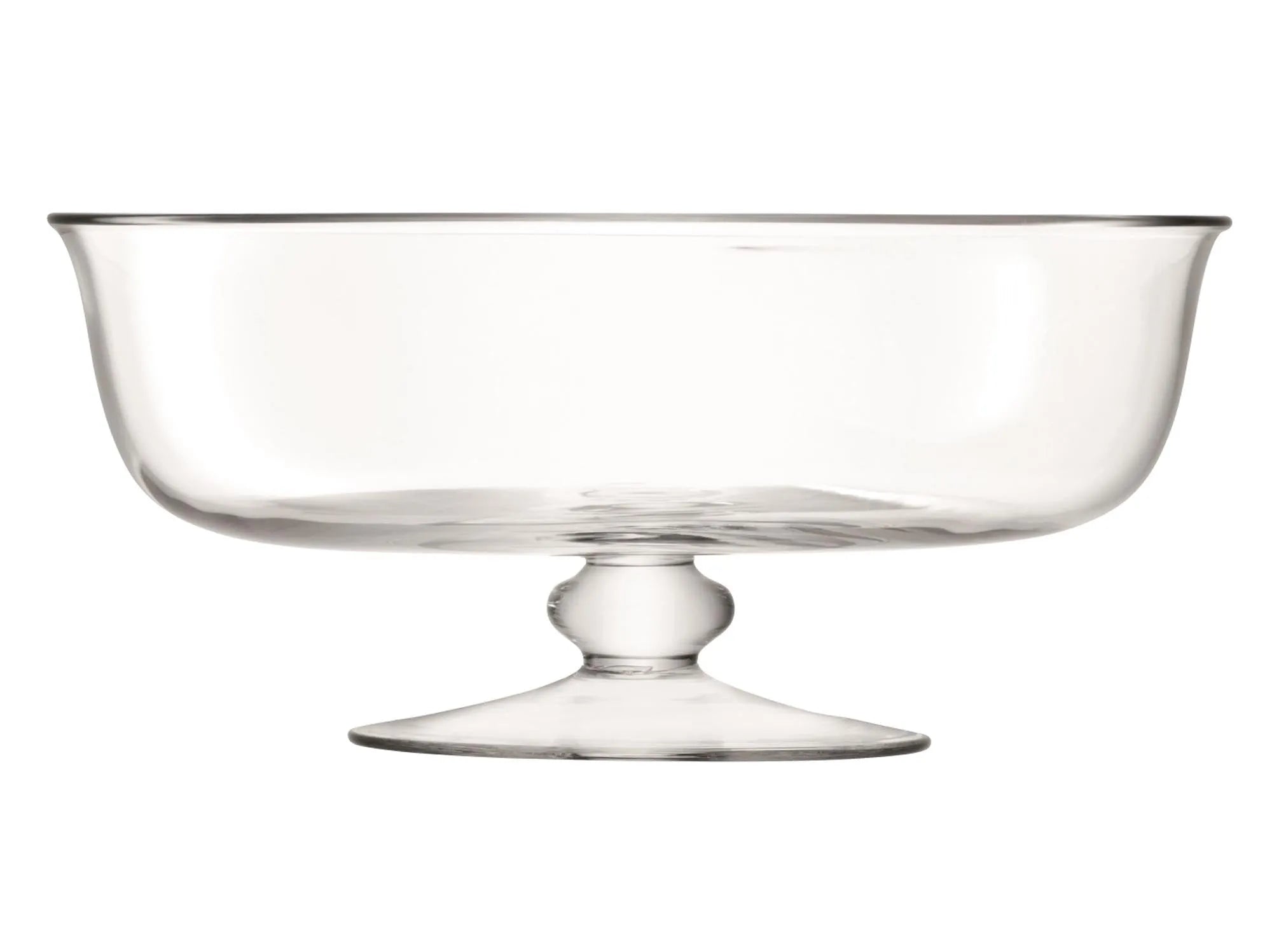 Elegante LSA Serve Schale Ø31cm aus klarem Glas, ideal für Salate, Desserts und Snacks. Robust, spülmaschinenfest, zeitlos schön.