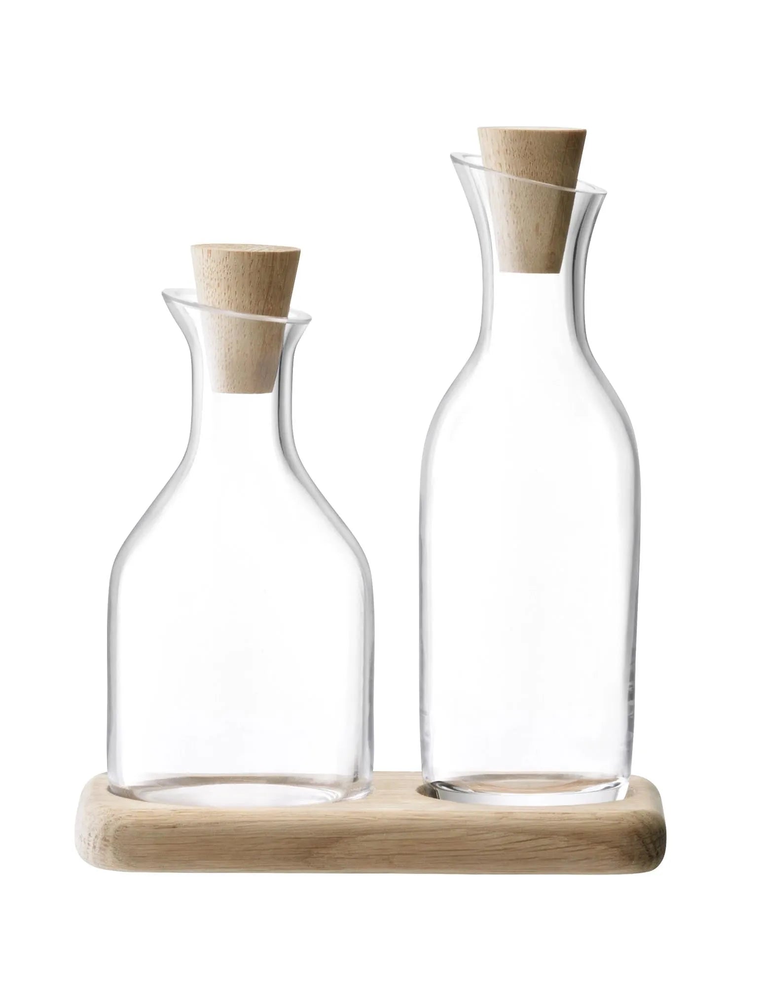 LSA Essig/Öl Set mit Eichenholz, 15cm, klar – stilvolle Tischkultur.
