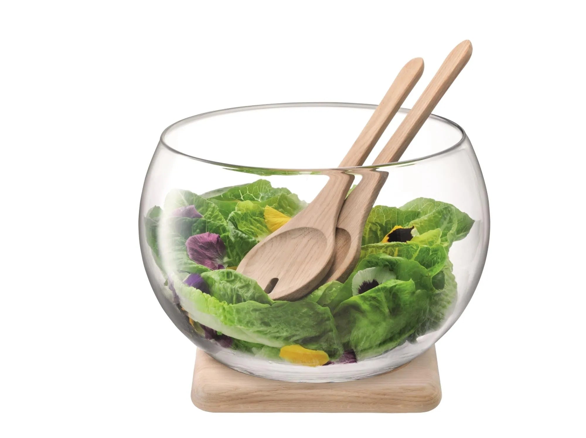 Hochwertiges LSA Salat-Set mit Eichenplatte, ideal für stilvolle Tafeln.