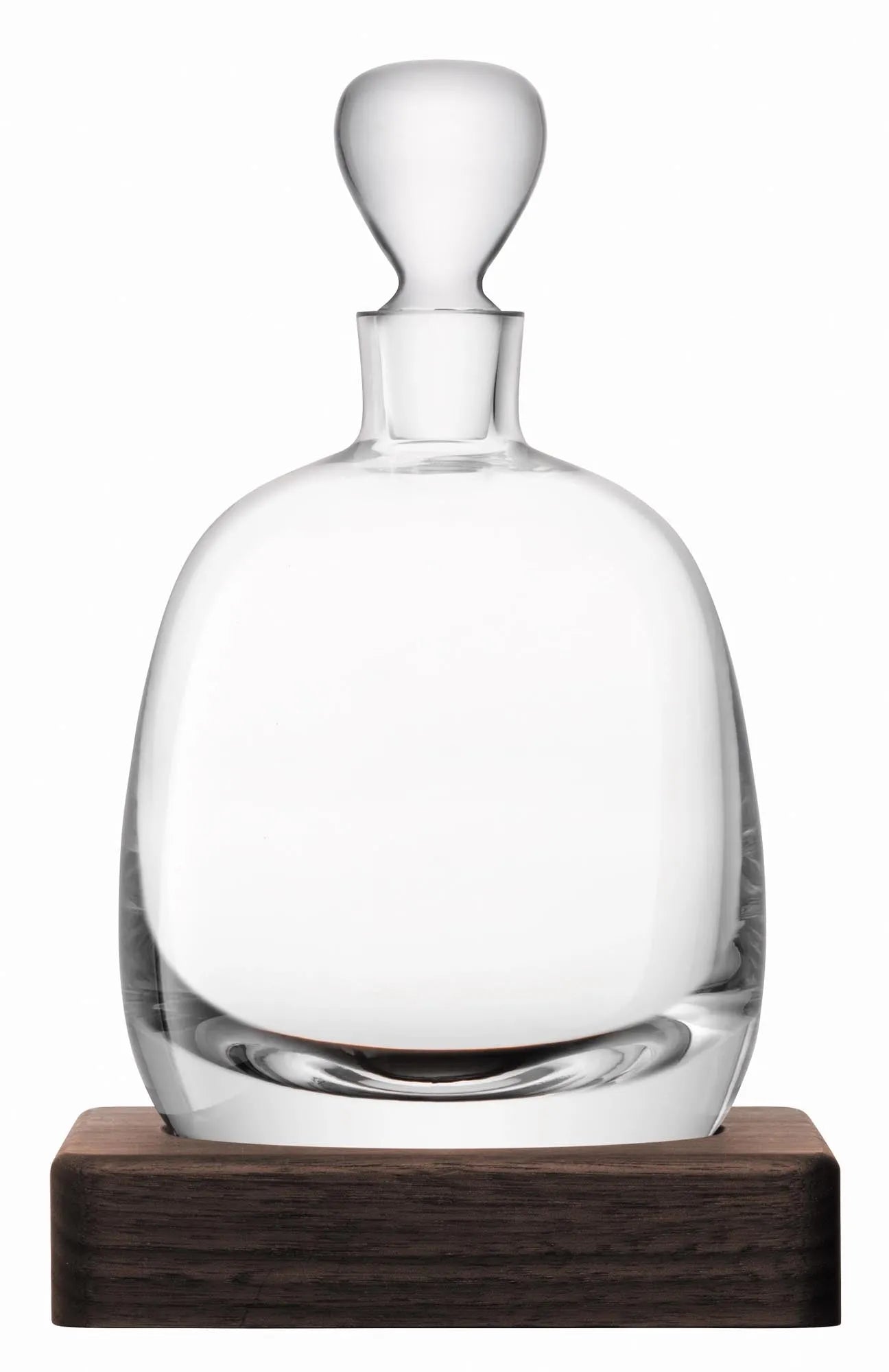 Elegante 1L Whisky Karaffe von LSA mit Nussbaum-Sockel, ideal für stilvolle Präsentation und Dekantierung.