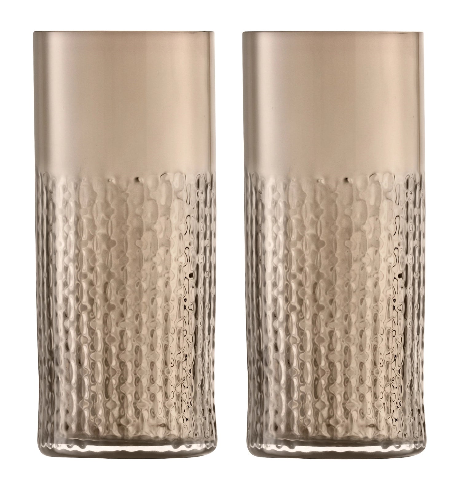 2er Set Wicker Longdrinkgläser aus Glas, 400 ml, mit geflochtenem Rattandekor.