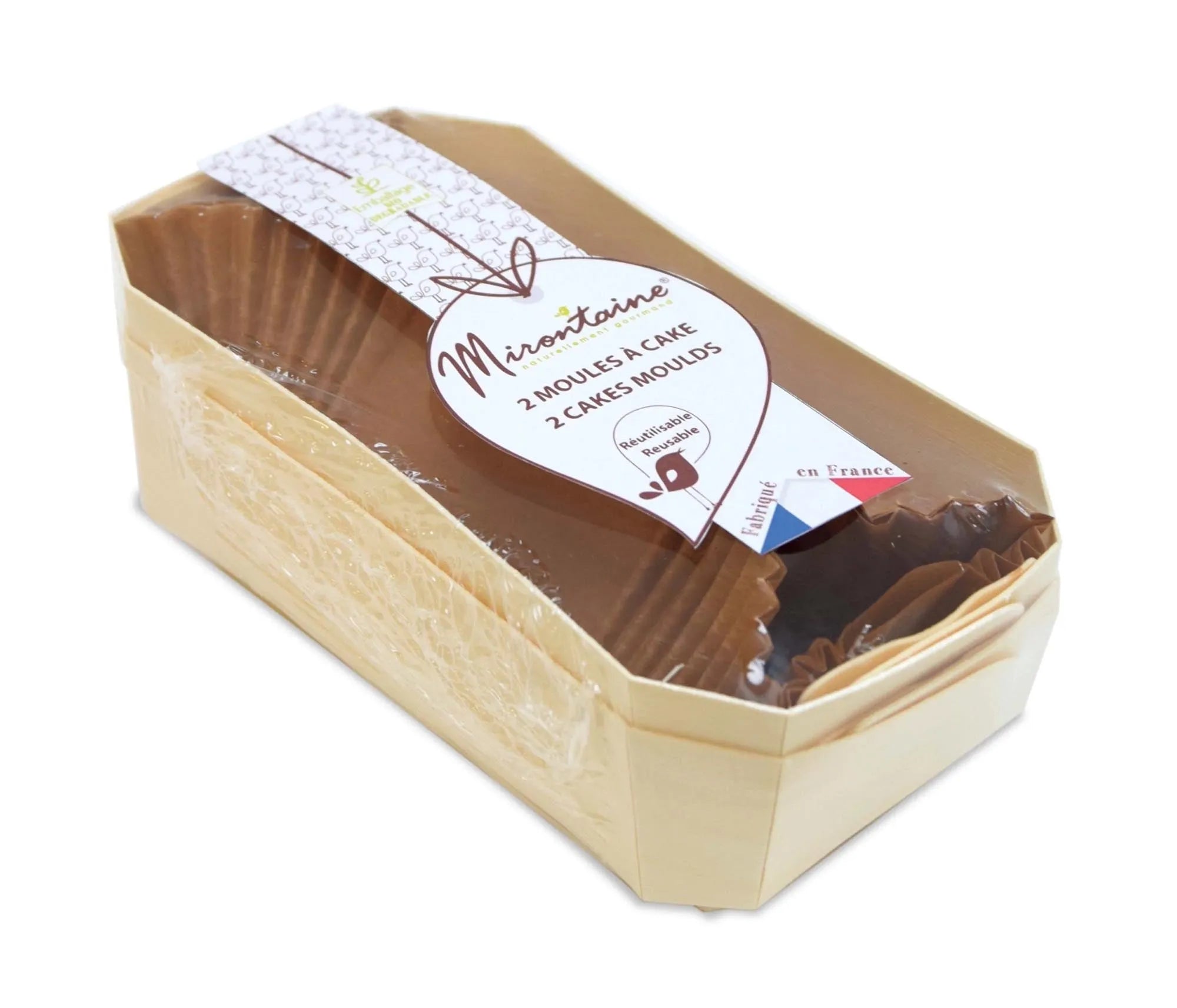 2er Set Cakebackformen aus Buchenholz (21x11cm) inkl. 4 Backpapiere. Perfekt für Kuchen & Brote. Robust & pflegeleicht.