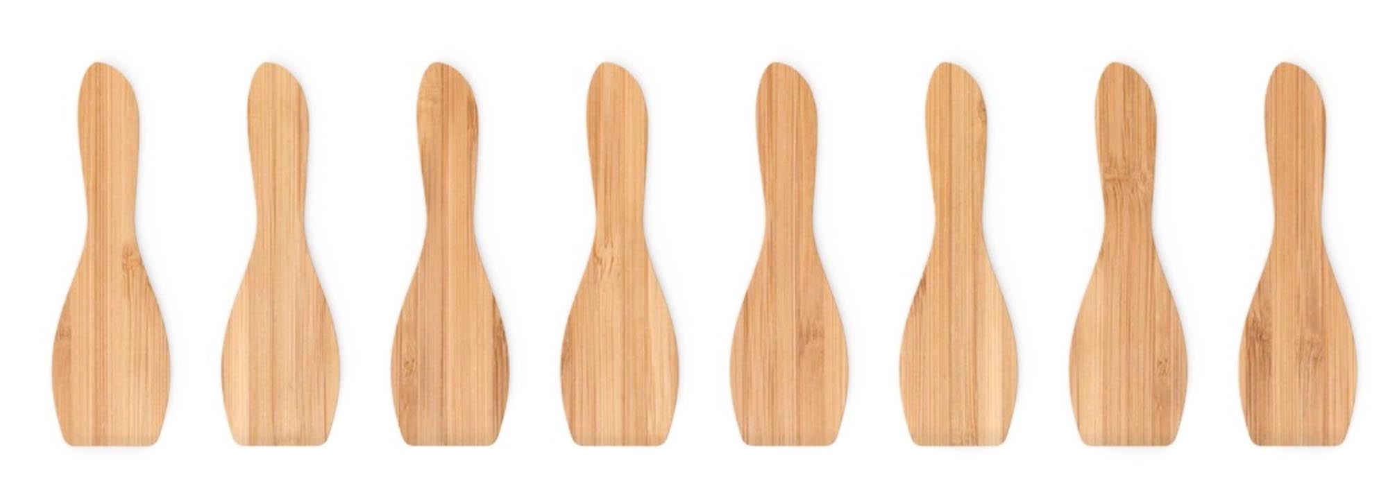 8er Set Pebbly Raclette Schaber Bambus, natural 13x5cm