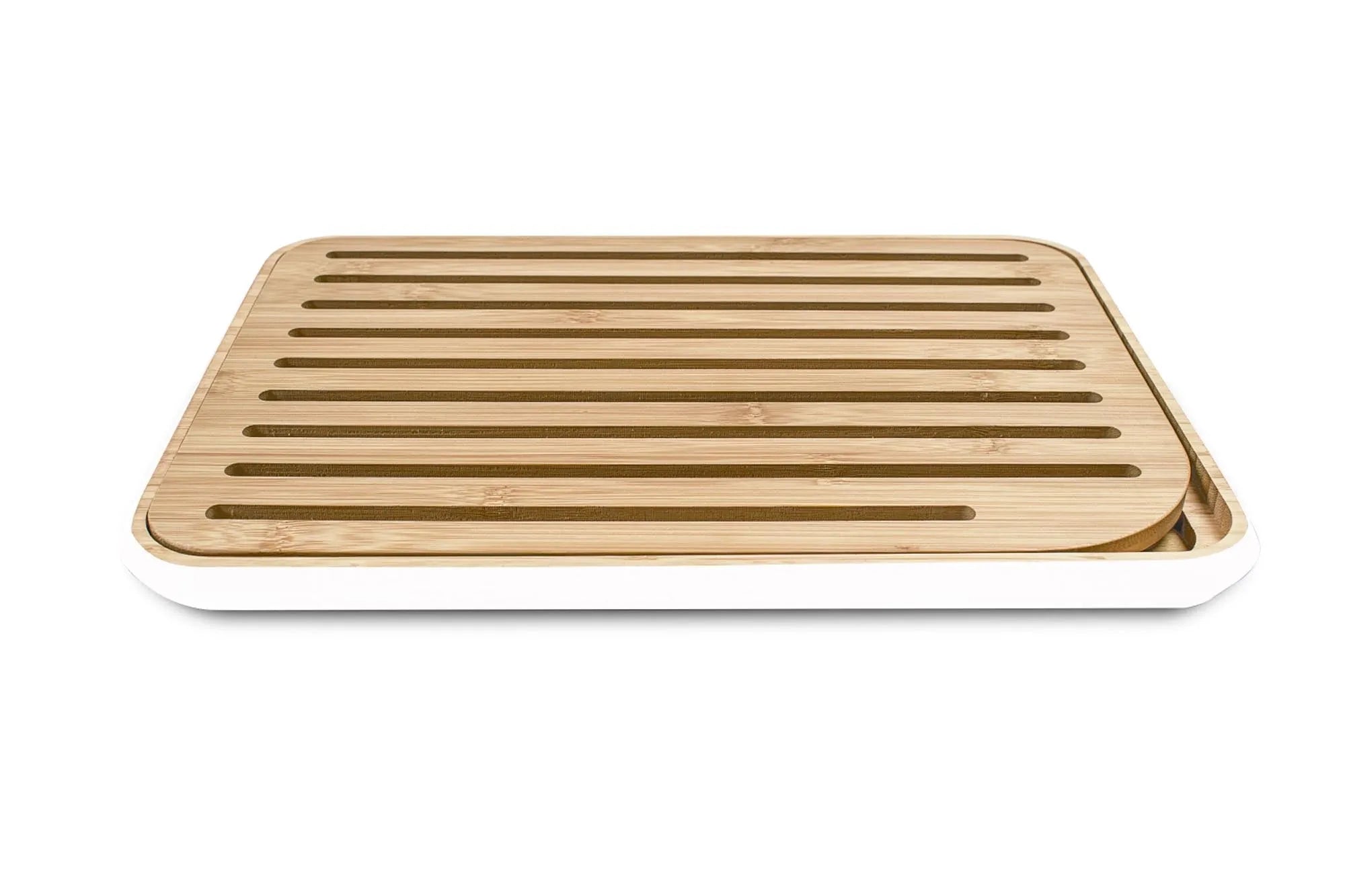 Elegantes Pebbly Brotschneidebrett, weiß, 25x35cm, ideal für Küche.