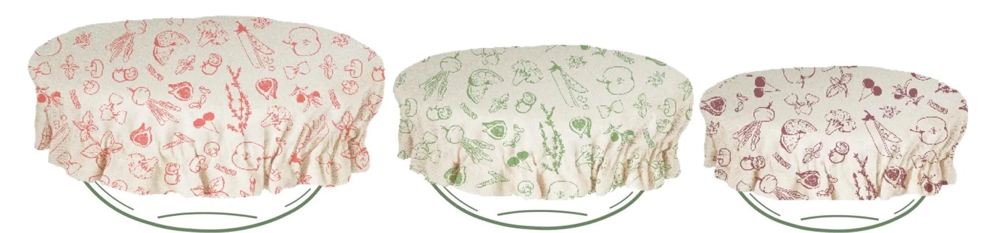 Stilvolle, atmungsaktive Baumwoll-Schüsselabdeckungen im 3er Set (19, 22, 25 cm) – umweltfreundlich, wiederverwendbar, maschinenwaschbar.