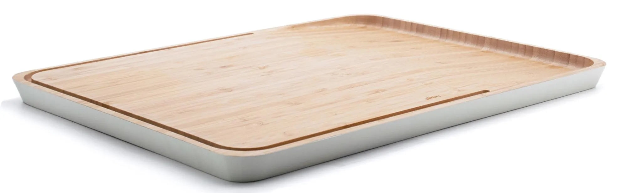Elegantes Pebbly Bambus-Schneidebrett L, 41x30x2cm, creme. Antibakteriell, robust, ideal für Gemüse, Fleisch & Fisch.