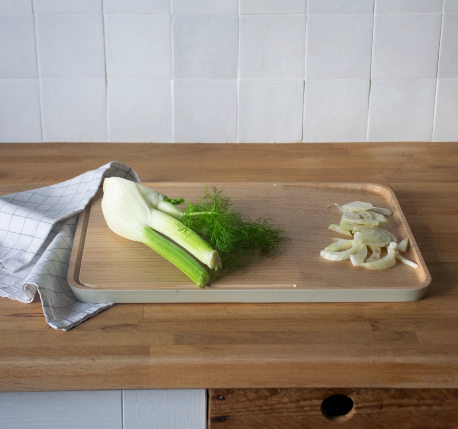 Pebbly Planche à découper en bambou L, crème, 41x30x2cm