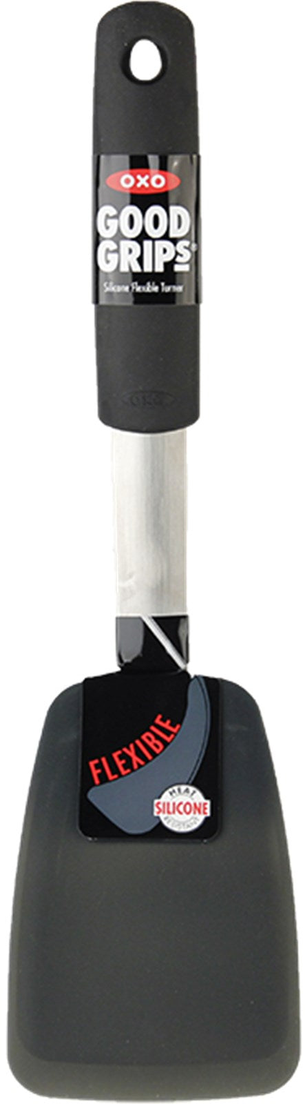 Flexibler OXO Silikon-Pfannenwender, 28,5 cm, langlebig, hitzebeständig, ergonomisch, spülmaschinenfest, kratzfrei.