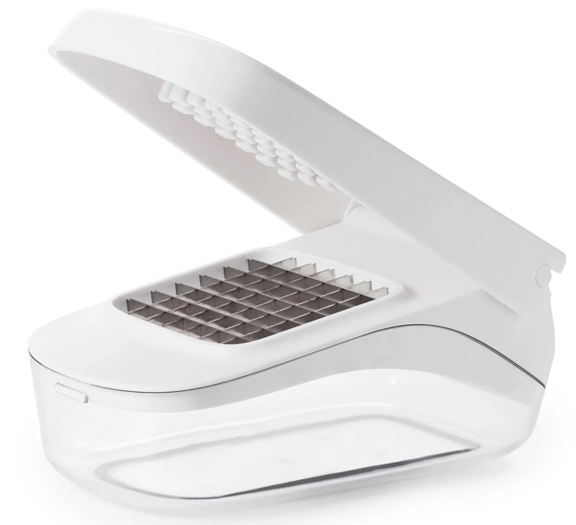 Der OXO Gemüse-Zwiebelschneider in Weiß: Präzises Schneiden, ergonomisch, spülmaschinenfest. Ein Must-Have für jede Küche!