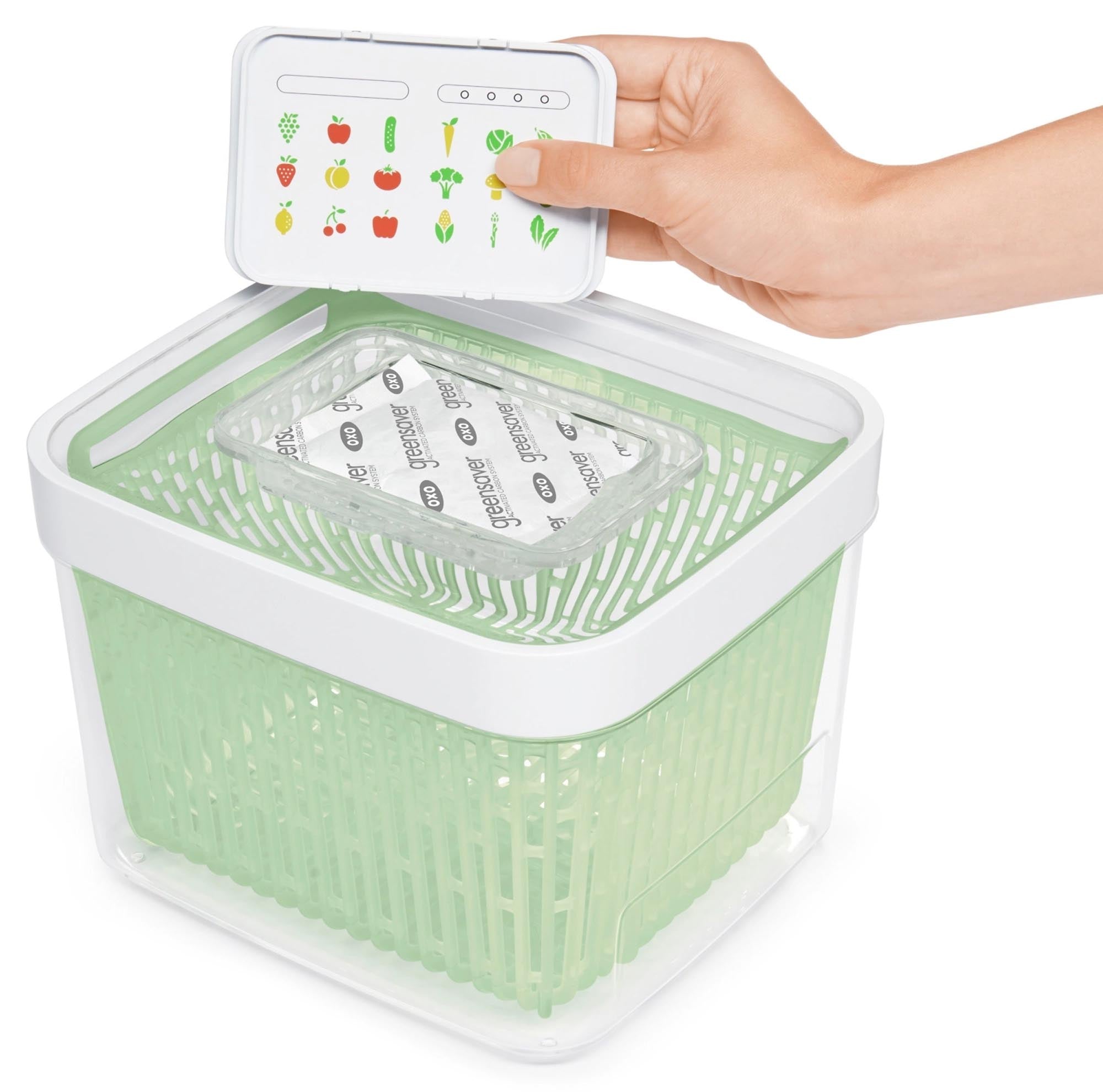 OXO Greensaver: Frische Lebensmittel länger dank Aktivkohlefilter.
