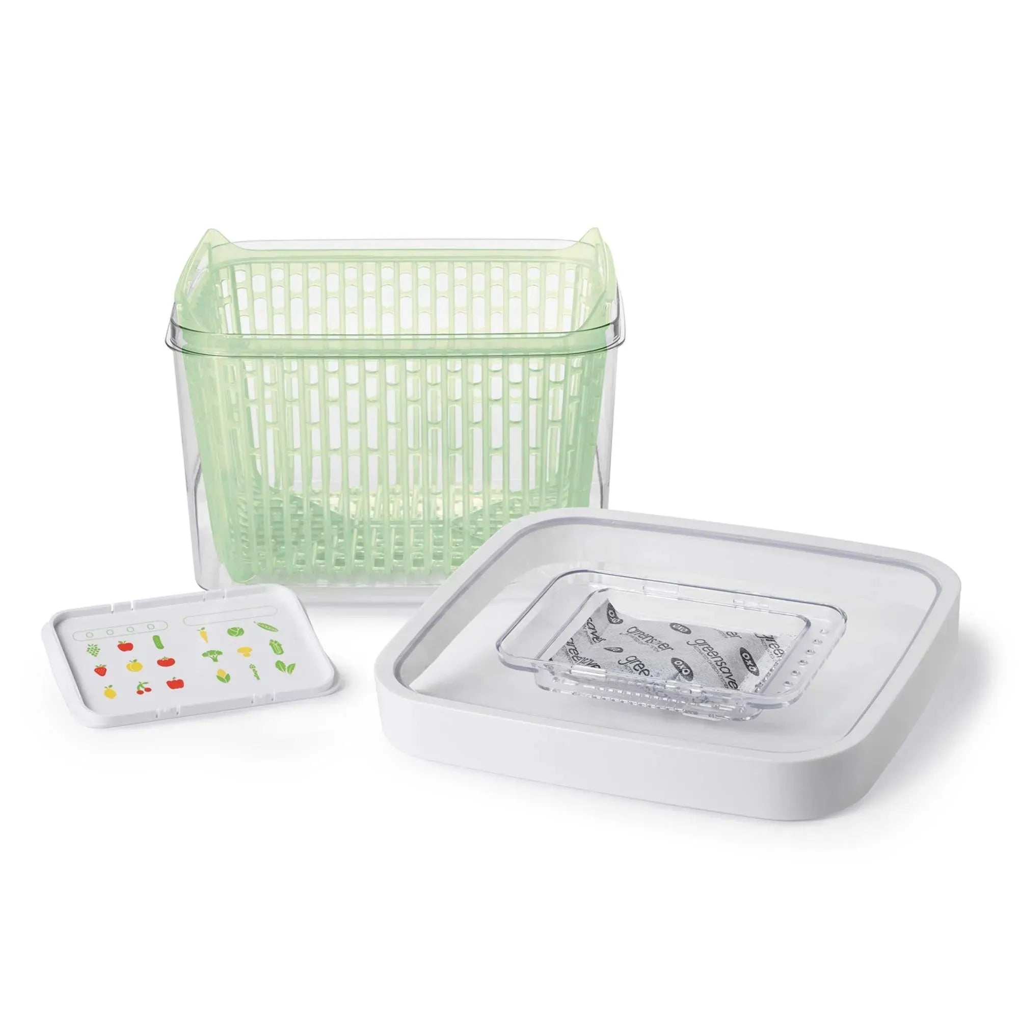 Der OXO Greensaver: Kompakter 22x19x15,4 cm Behälter mit Aktivkohlefilter für frische, knackige Lebensmittel. Luftdicht, langlebig, leicht zu reinigen.