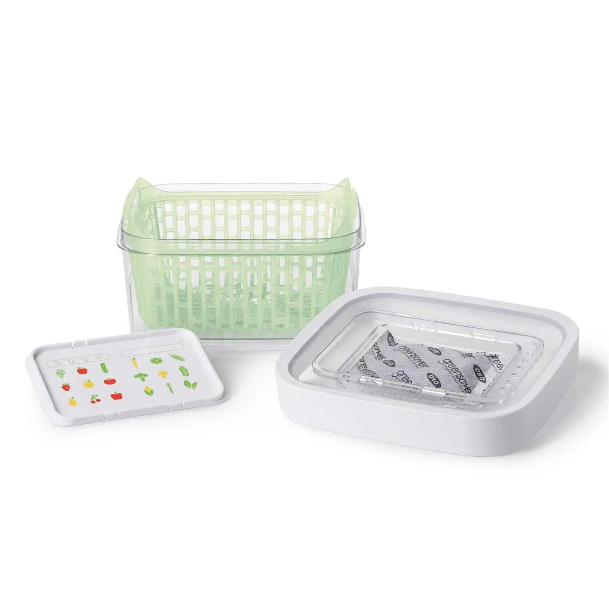 OXO Greensaver Geruchsfilter: Aktivkohle für frische Lebensmittel, reduziert Gerüche und verlängert Haltbarkeit. Nachhaltig und einfach austauschbar.