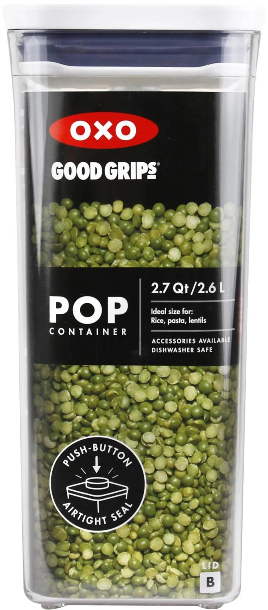 OXO POP 2.0: Rechteckiger 2.6L Behälter für frische Lebensmittel.