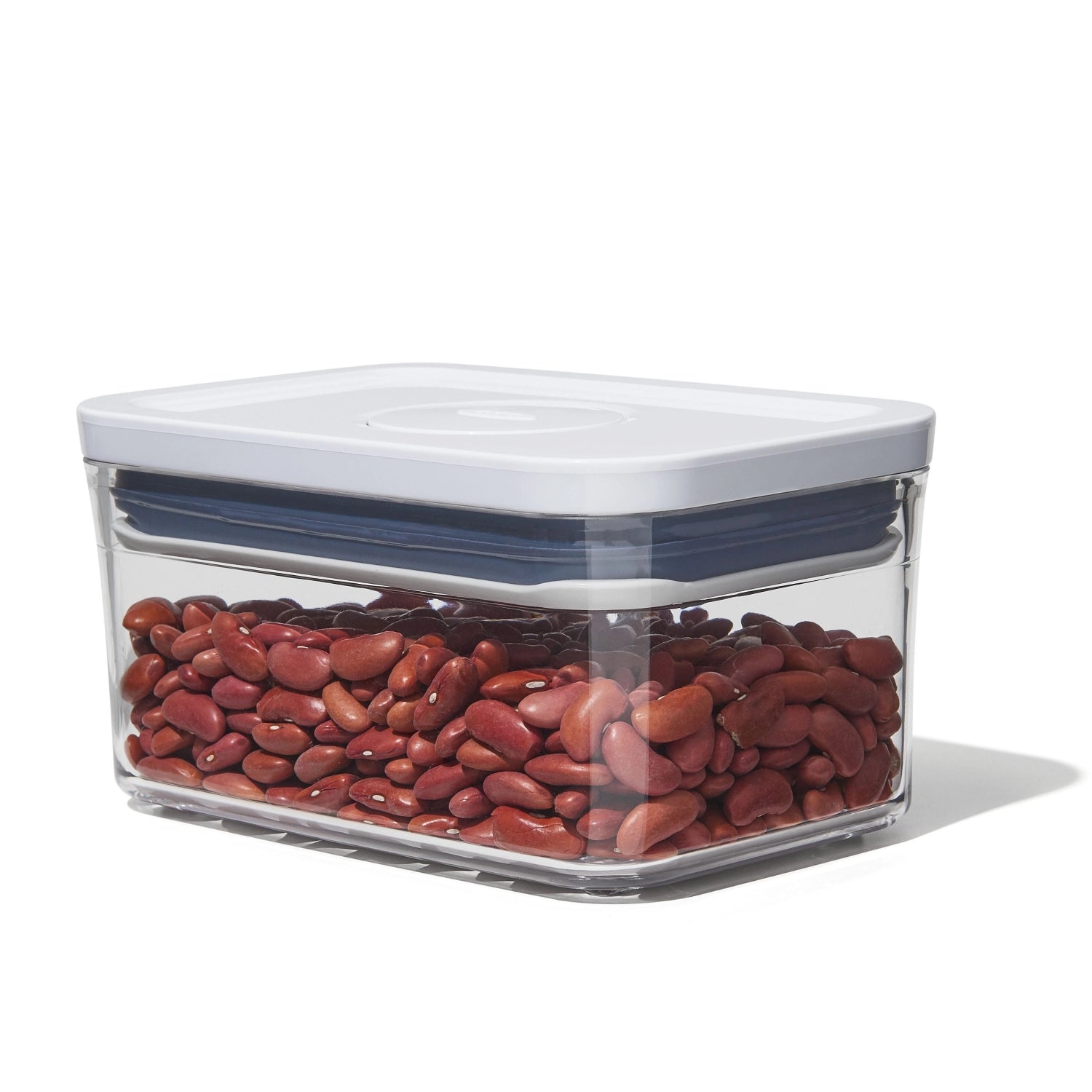 Rechteckiger OXO POP 2.0 Behälter (16x10.5x8 cm) für die praktische Aufbewahrung von Lebensmitteln, ideal für eine übersichtliche Kücheneinrichtung.