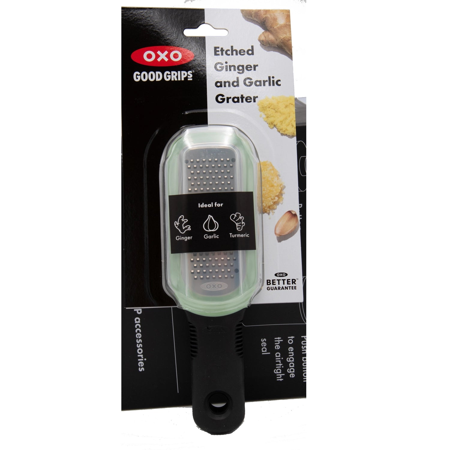Entdecken Sie die OXO Ingwer- und Knoblauchreibe: Ergonomisch, langlebig und ideal für präzises Reiben von Ingwer, Knoblauch und mehr.