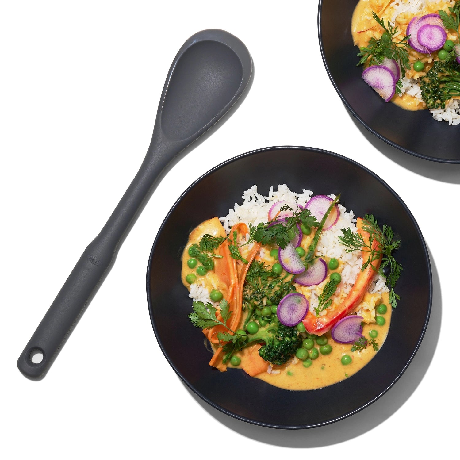 Entdecken Sie den OXO Kochlöffel aus hitzebeständigem Silikon – perfekt für schonendes Kochen und mühelose Reinigung. Ein stilvoller Küchenhelfer!