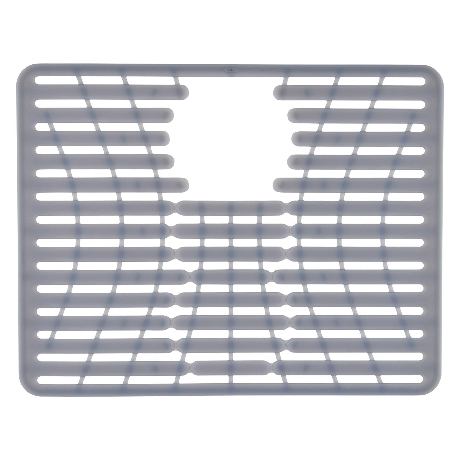 Praktische OXO Silikon Spülbeckenmatte in elegantem Grau, 43x32 cm – rutschfest, hitzebeständig und ideal für sicheres Abtropfen von Geschirr.