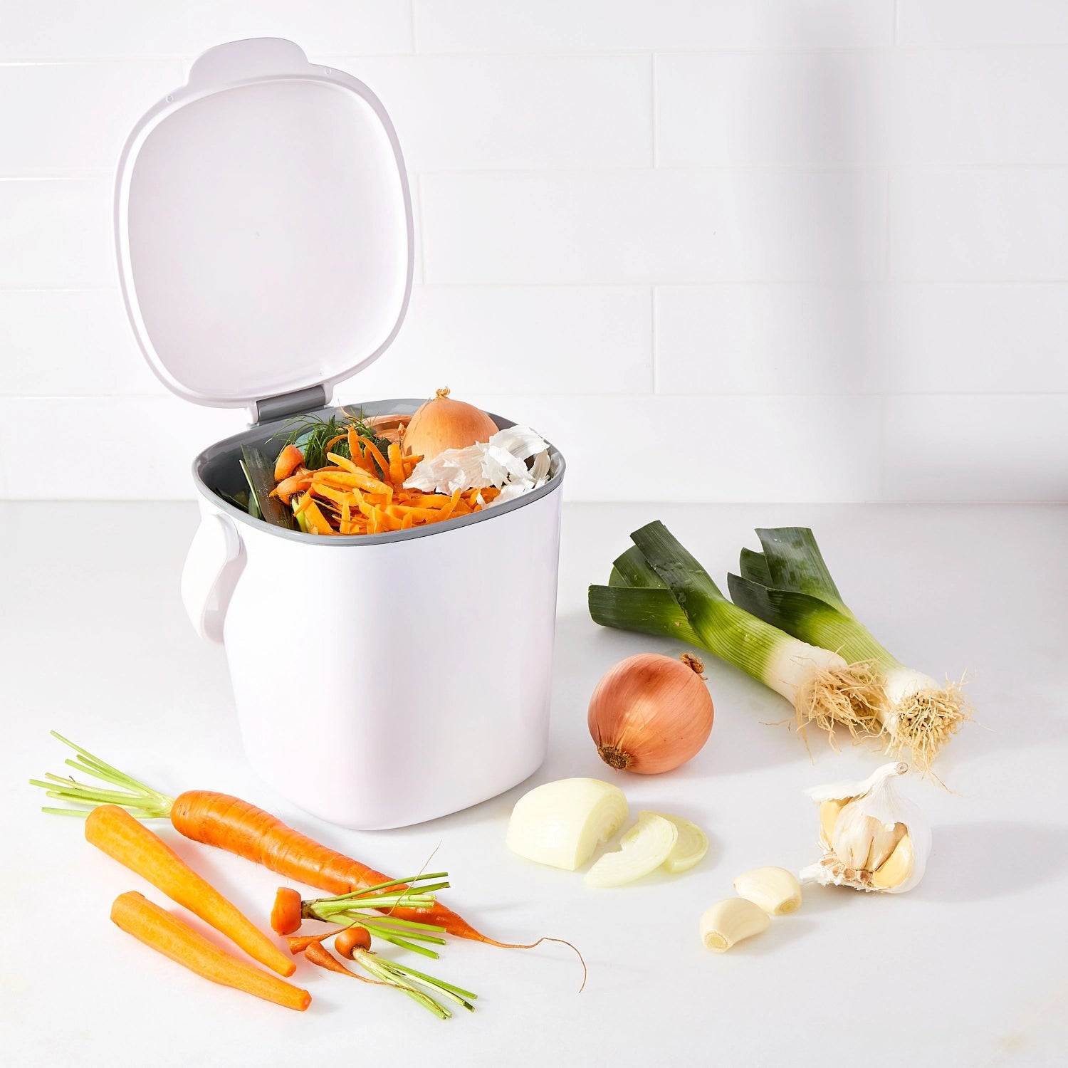 Kompostbehälter weiss, 2.83L - KAQTU Design