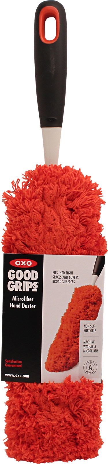 OXO Mikrofaser-Handstaubwischer: Effiziente Reinigung mit ergonomischem Design und waschbarem Material für ein staubfreies Zuhause.