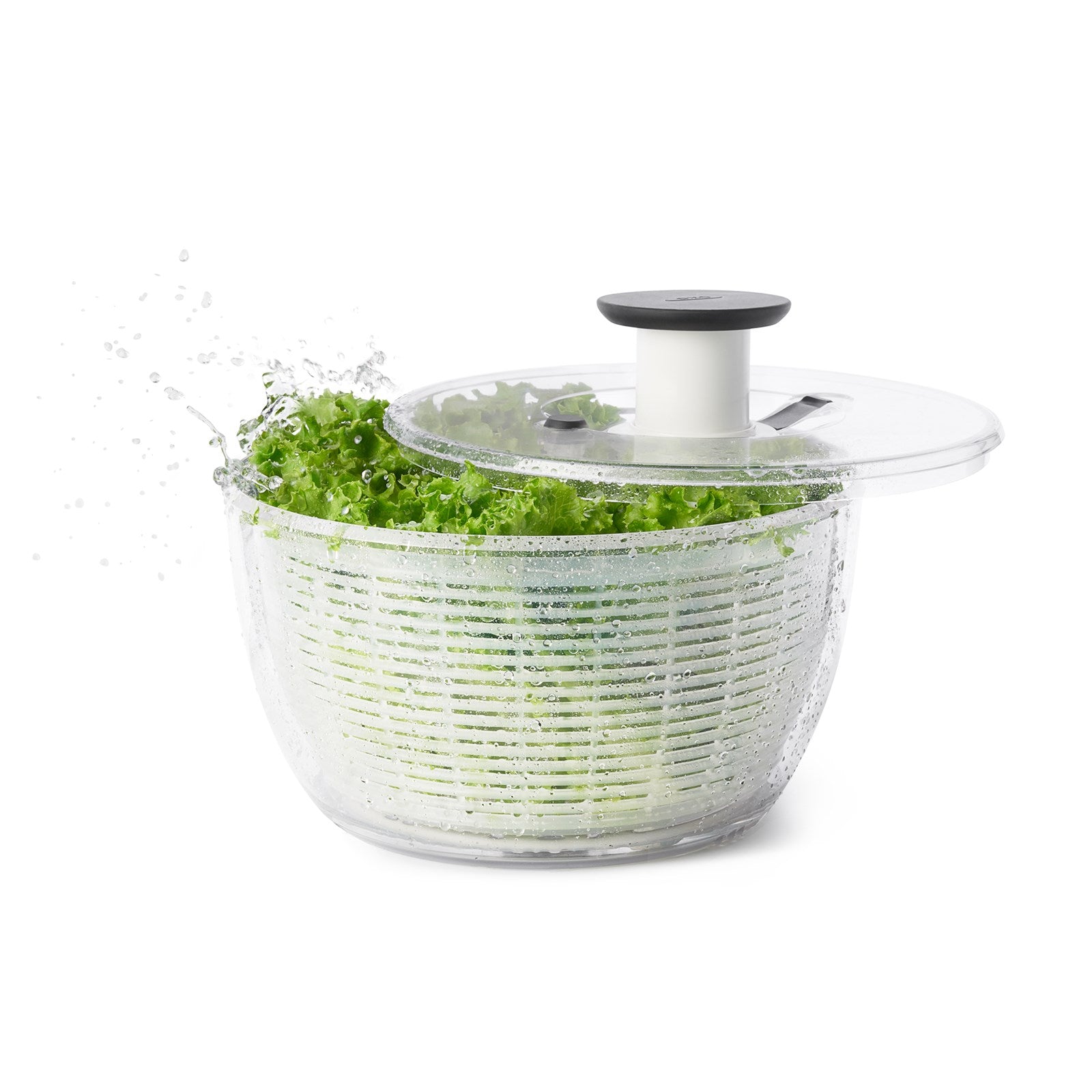 Entdecken Sie die OXO Salatschleuder: Groß, transparent und mit 5,8 Litern Fassungsvermögen. Ideal für frische, perfekt getrocknete Salate. BPA-frei und spülmaschinenfest.